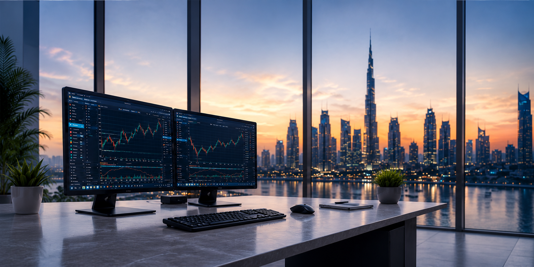 Professional multi-monitor trading setup